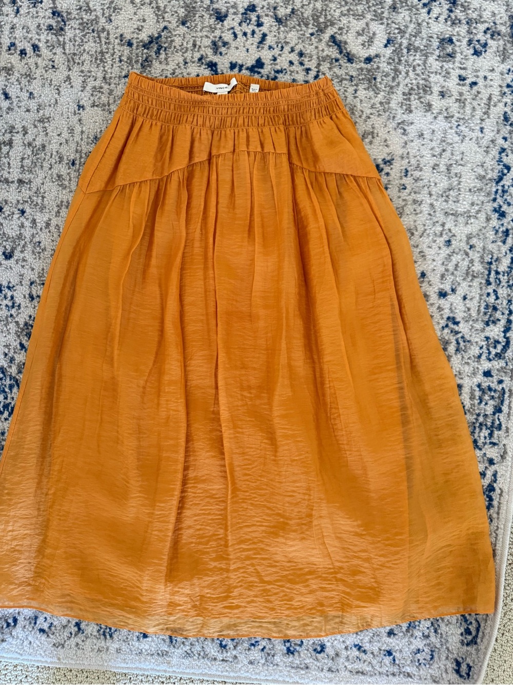 Vince Goldenrod Midi Skirt with Gathered Waist